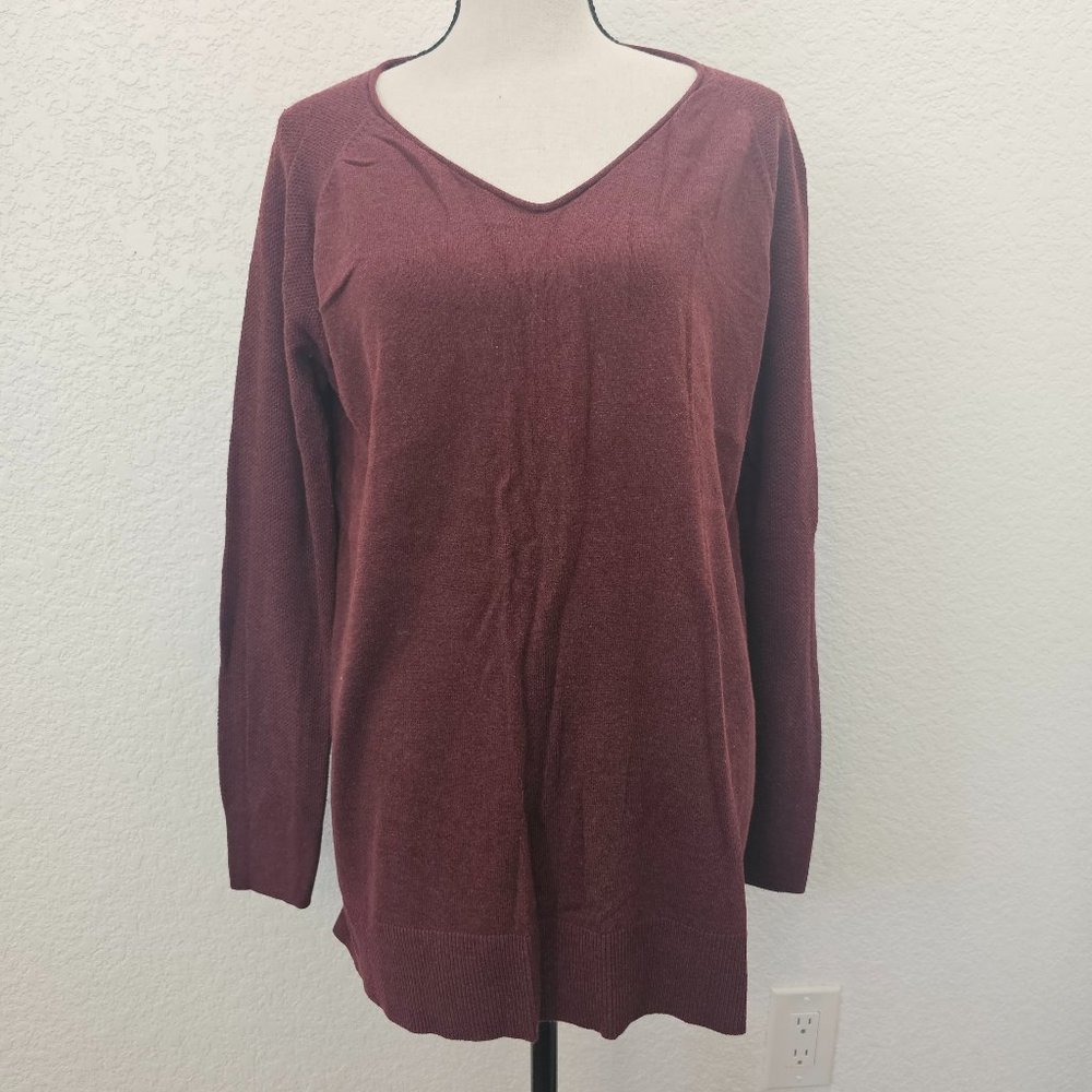 V-Neck Sweater with Beautiful Stitching on Shoulders